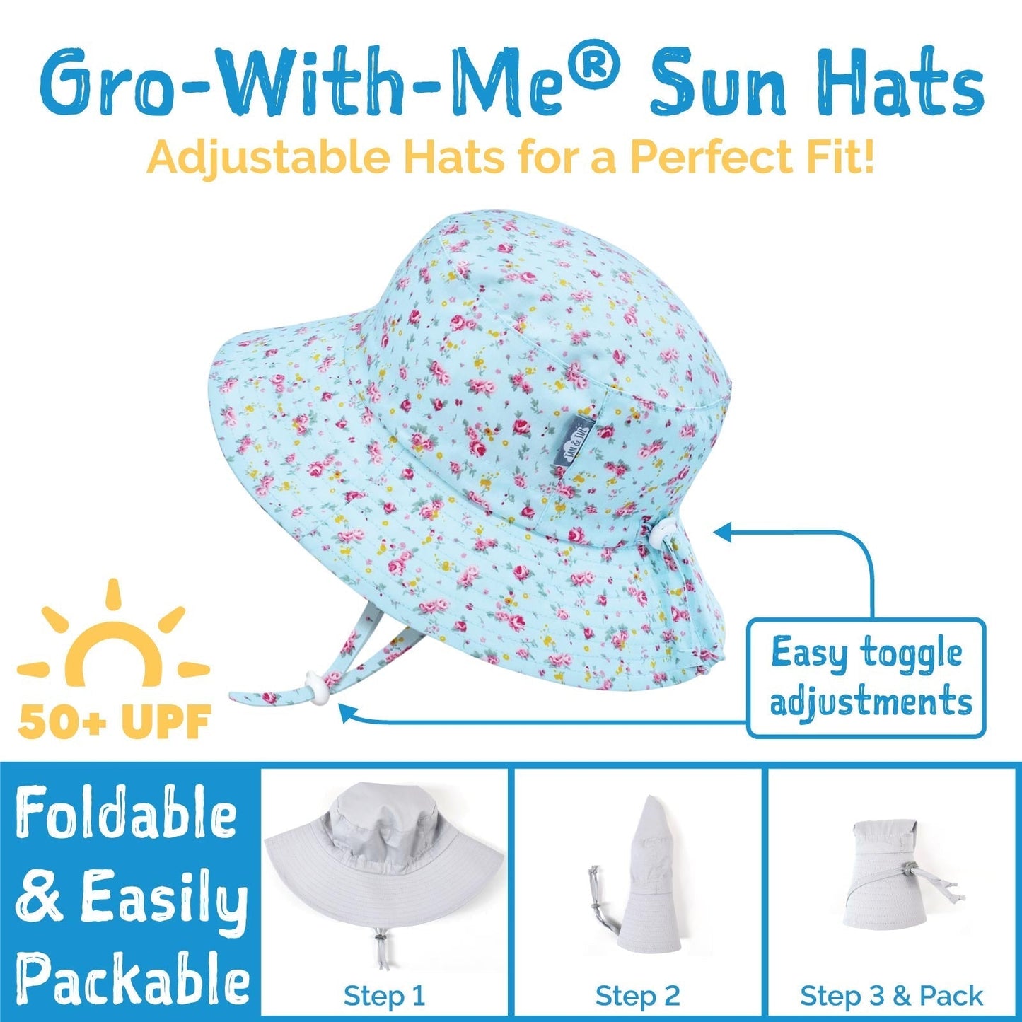 Gro-With-Me 50+ UPF Baby/Toddler Cotton Floppy Sun Hat | Black Tie-Dye