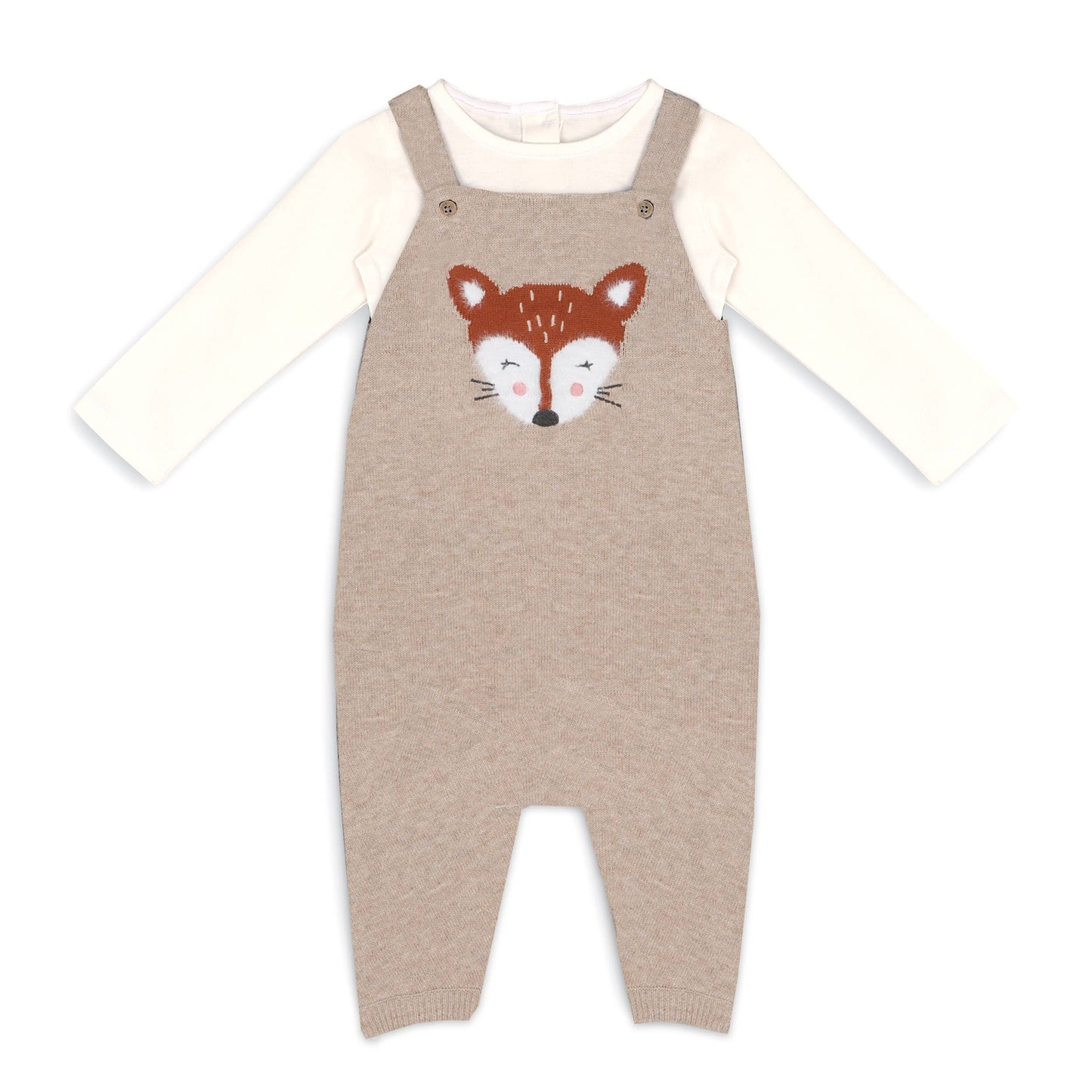 Furry Fox Sweater Knit Baby Overall & Bodysuit Set (Organic)