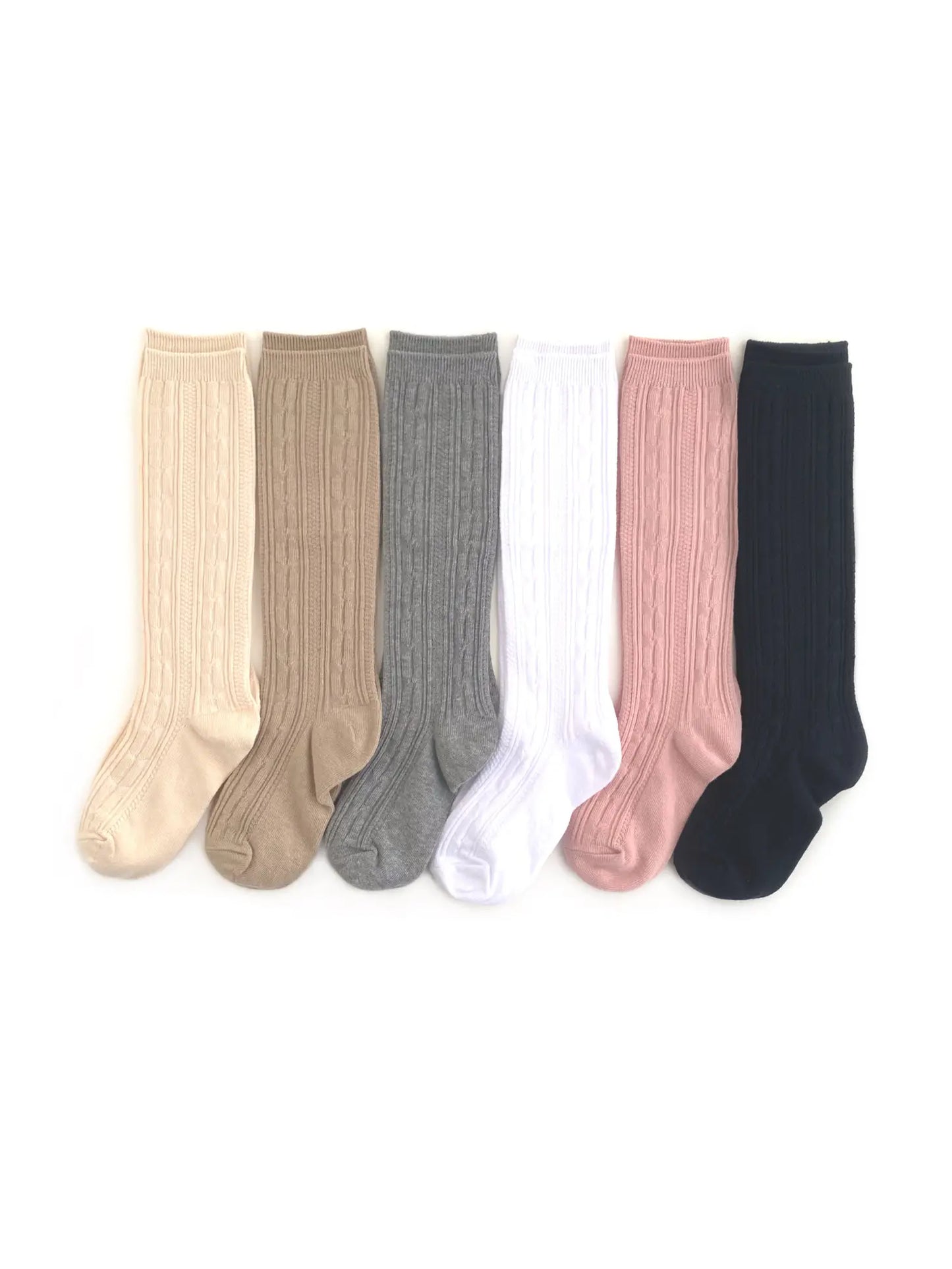 Cable Knit Knee High Socks | Black
