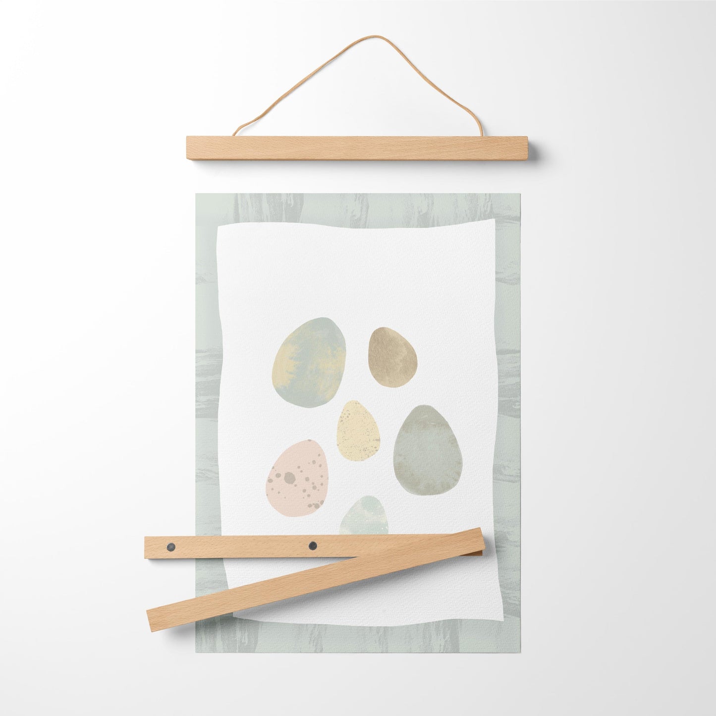 Illustration Art Print + Bamboo Hanger | Eggs Watercolor