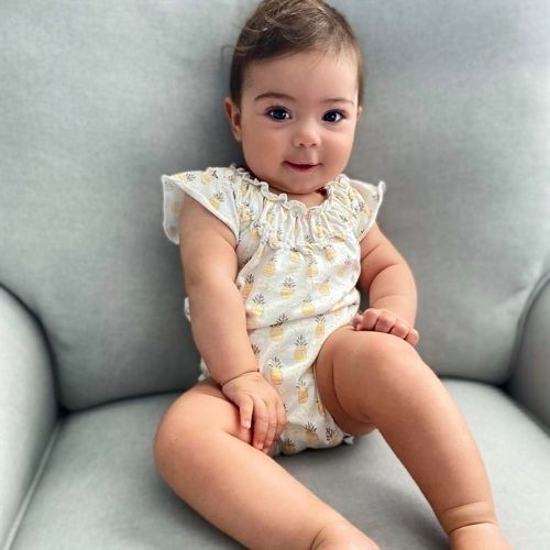 Ruched Bubble Romper | Pineapples on White