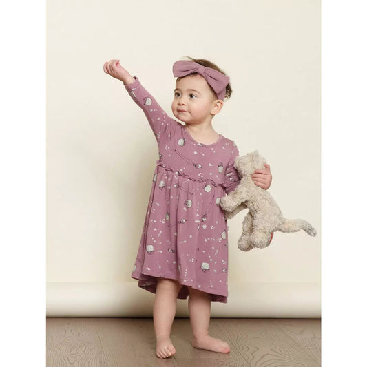 Bamboo Long Sleeve Ruffle Dress