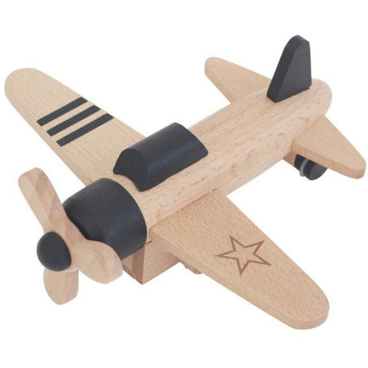 Kiko + Hikoki Wooden Pull-Back Propeller Plane | Black
