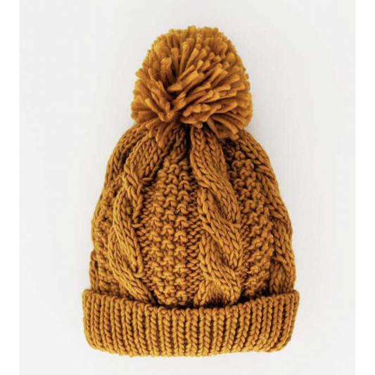 Cable Beannie Hat | Saffron Gold
