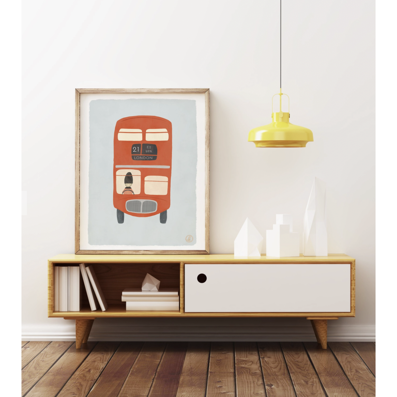 Illustration Art Print + Bamboo Hanger | London Bus