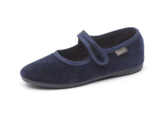 Cienta Velvet Mary Jane Non-Slip Shoe | Marino - Navy Blue