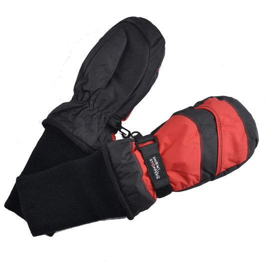 Snow Stoppers Nylon Waterproof Mittens  with Extended Cuff| Fiery Red/Black Stripe