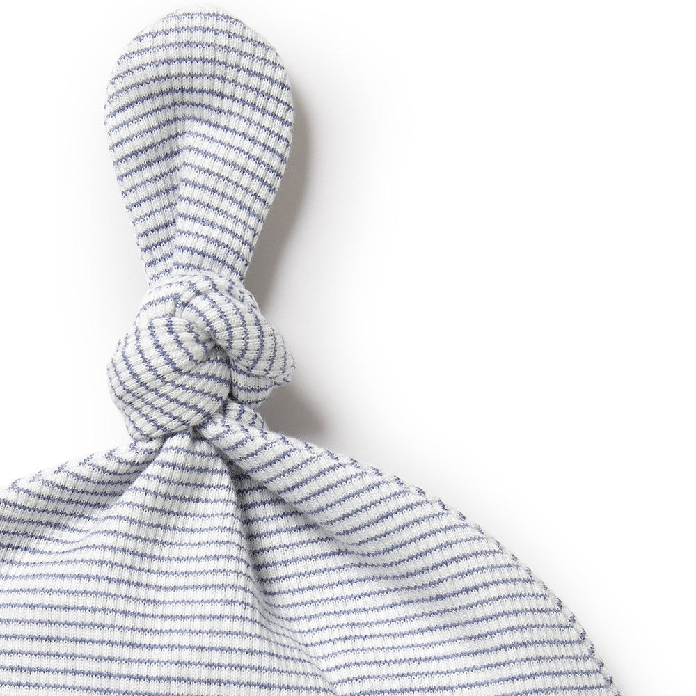 Organic Stripe Knot Hat | Rain Drop