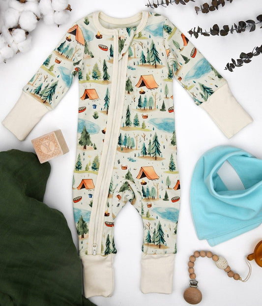Organic Cotton Baby Pajamas 2-Way Zipper Sleeper, North