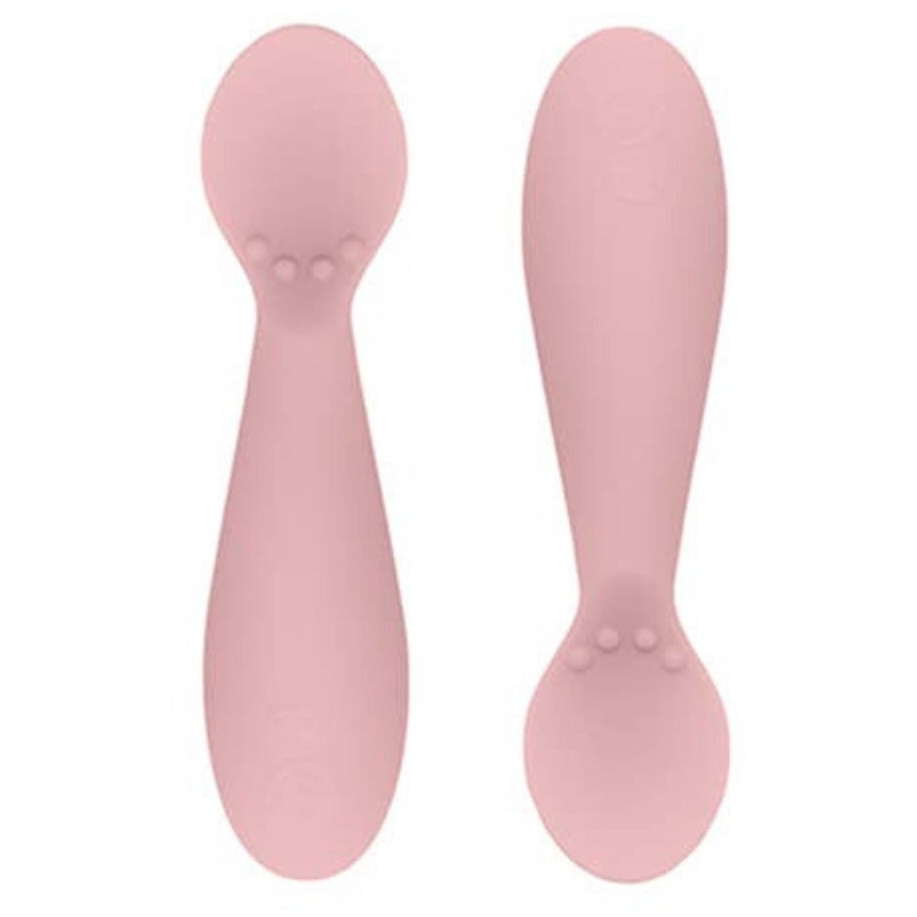 cute silicone infant training spoon and fork in blush pink