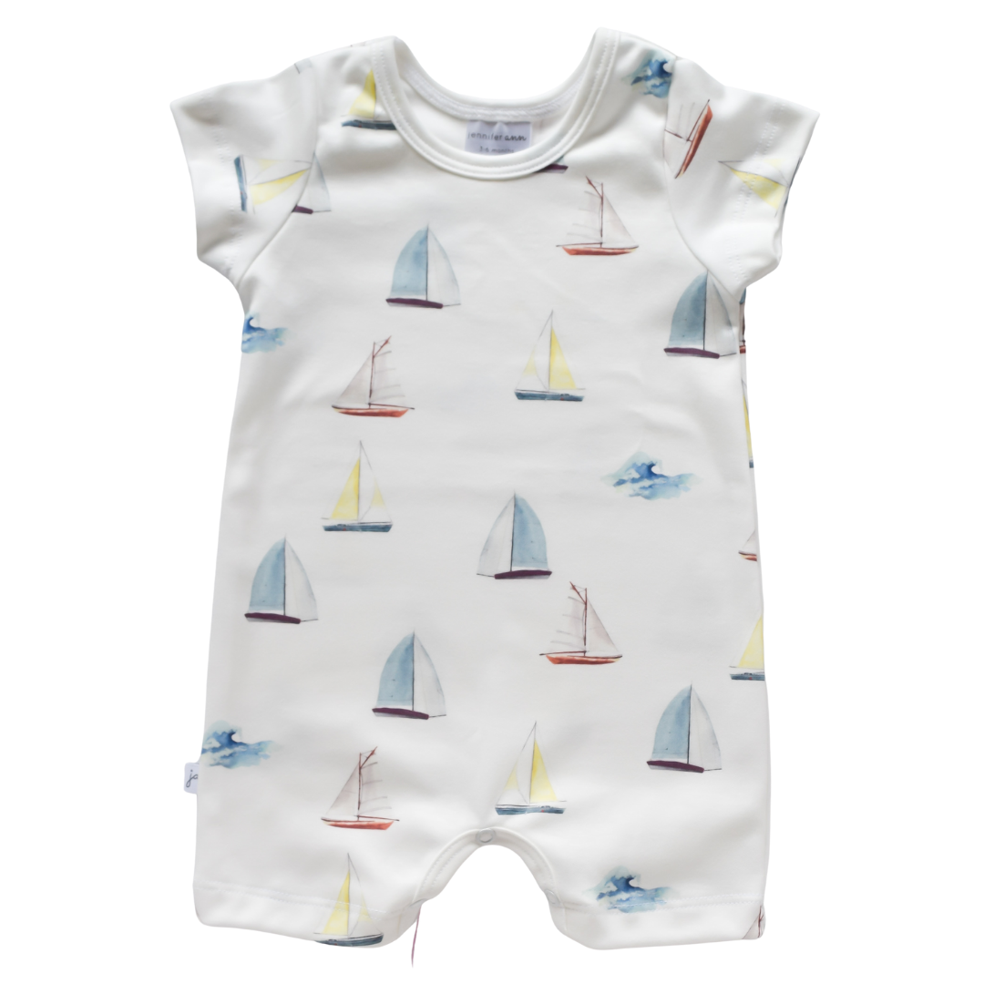 Organic Romper - sailboats