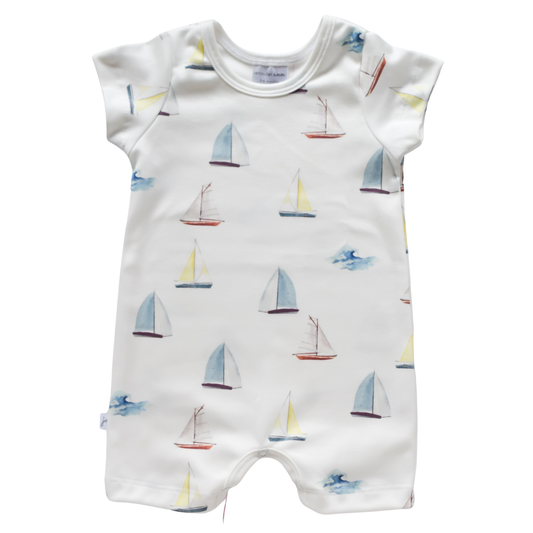 Organic Romper - sailboats