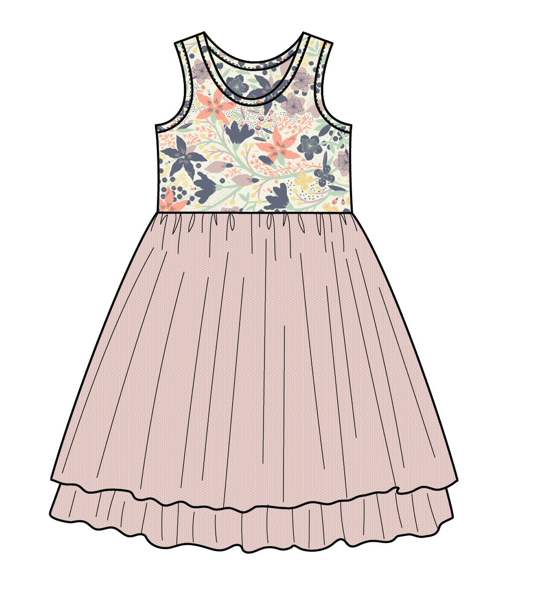 Kids Bamboo Tulle Dress - Meadow - Kids Easter Clothing