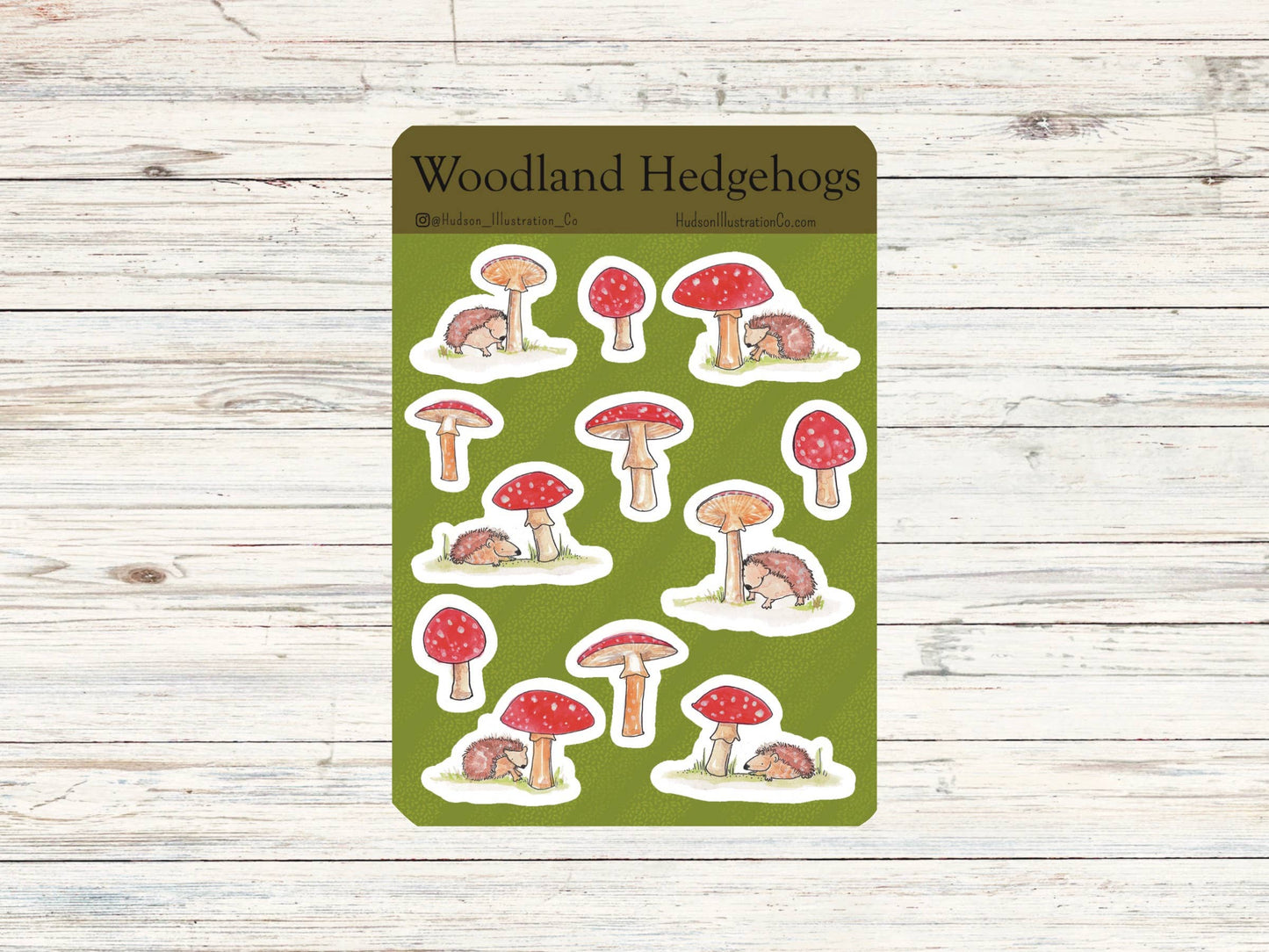 Woodland Hedgehogs and Mushrooms Sticker Sheet