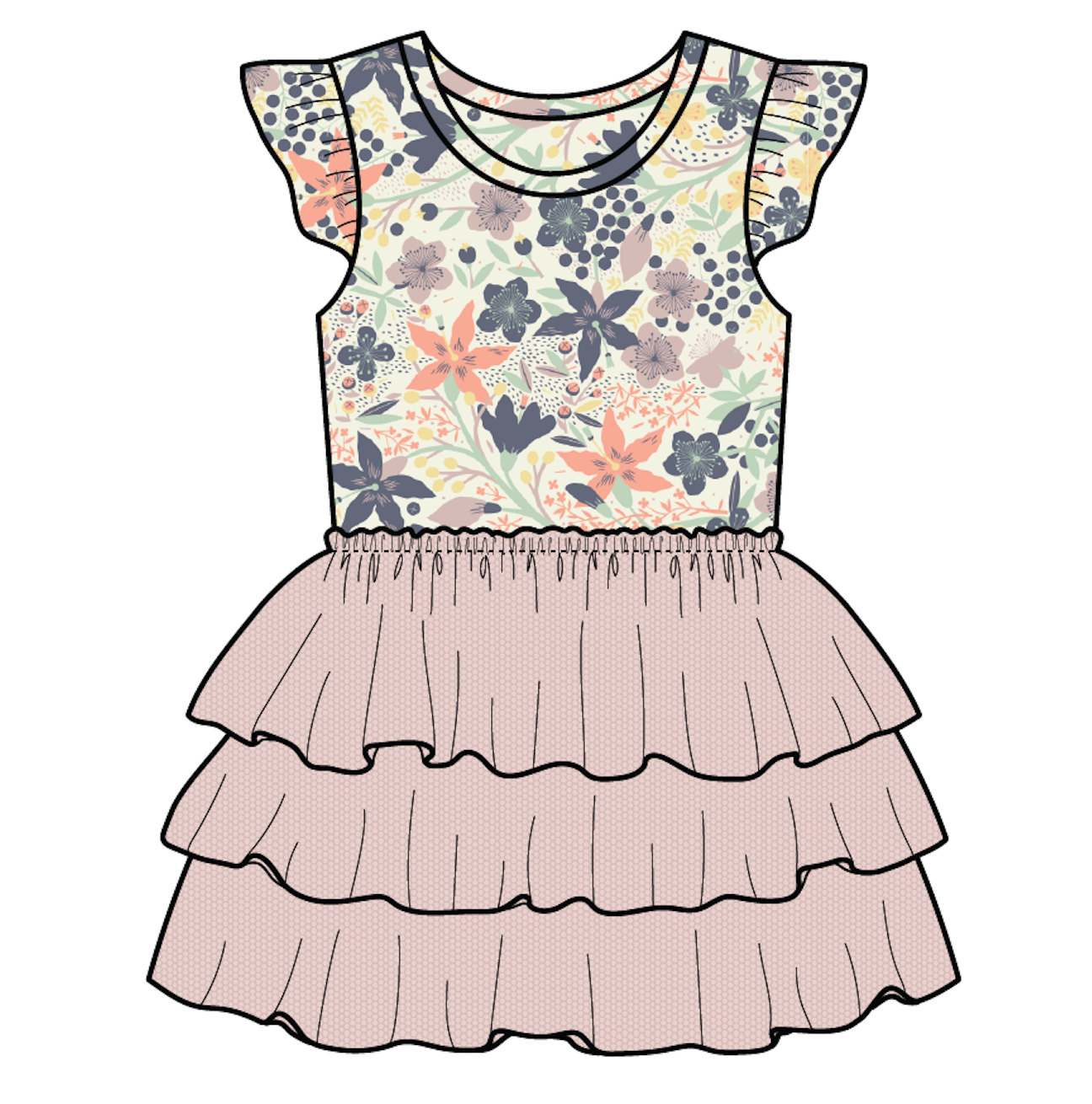 Baby Tulle Skirted Bodysuit - Meadow - Baby Easter Clothes