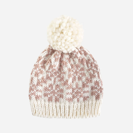 Snowfall Hat, Blush  | Snowflake Hand Knit Baby