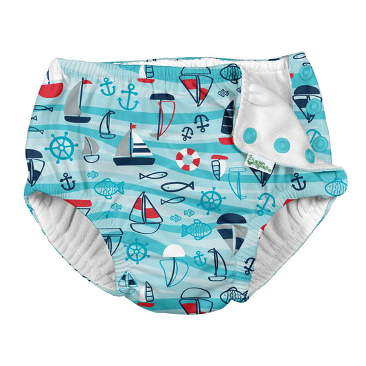 Reusable Baby and Toddler Snap Swim Diaper | Wavy Nautical
