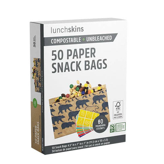 Compostable Food Storage Snack Bags Bear, 50 CT