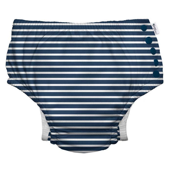 Eco Snap Swim Diaper with Gusset | Navy Stripe