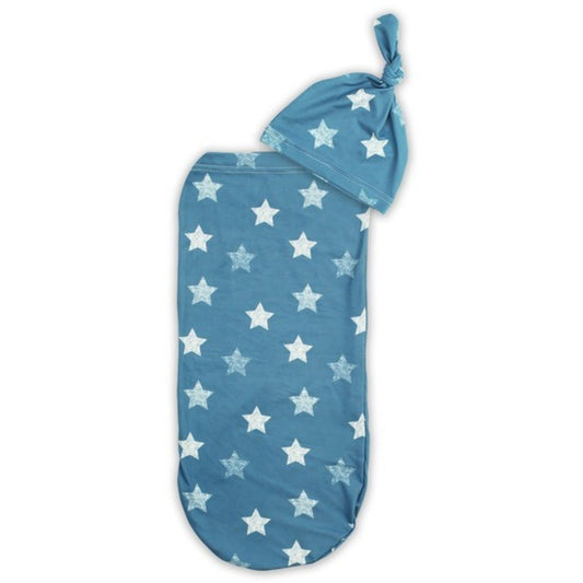 Itzy Ritzy Cutie Baby Cocoon and Hat | Blue Stars