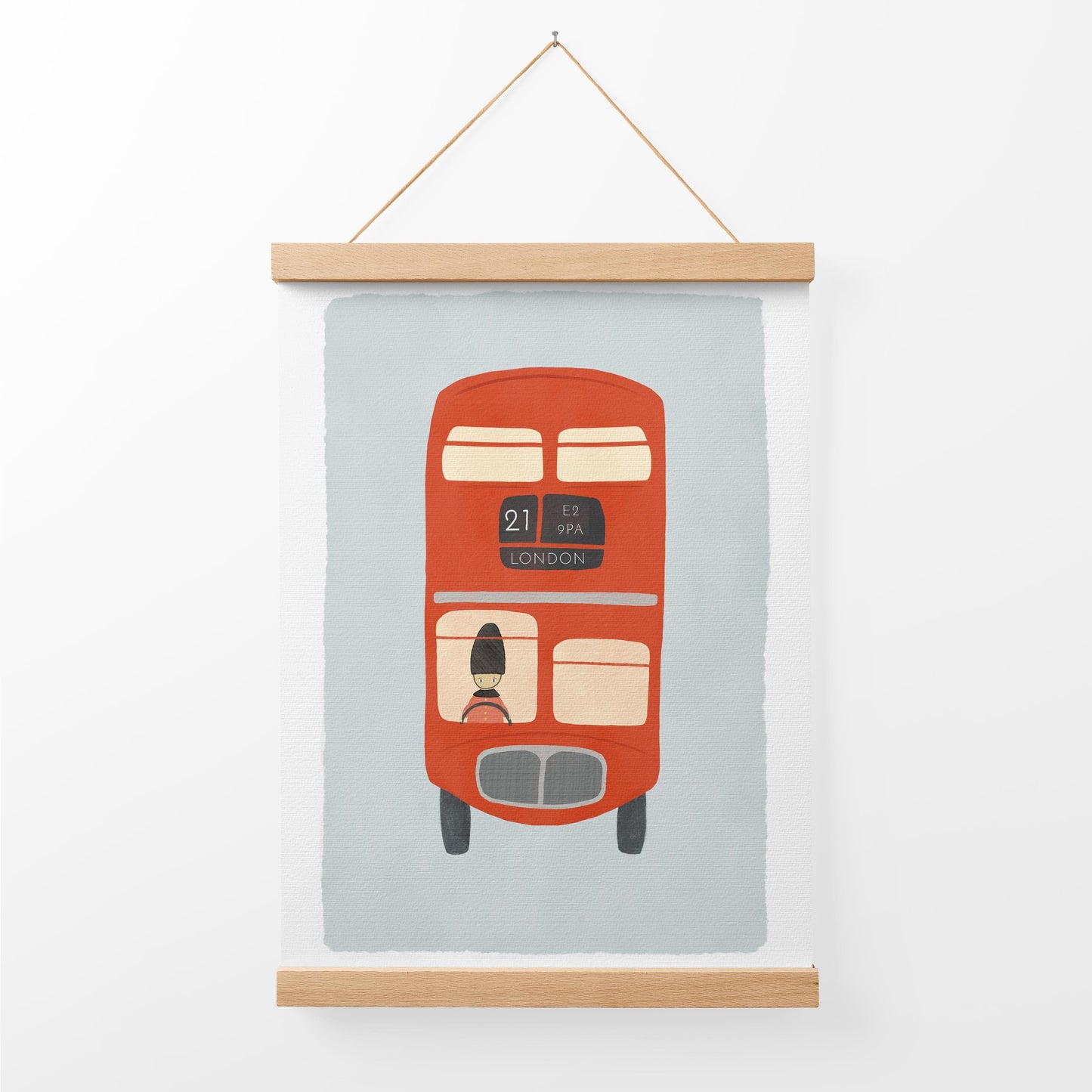 Illustration Art Print + Bamboo Hanger | London Bus