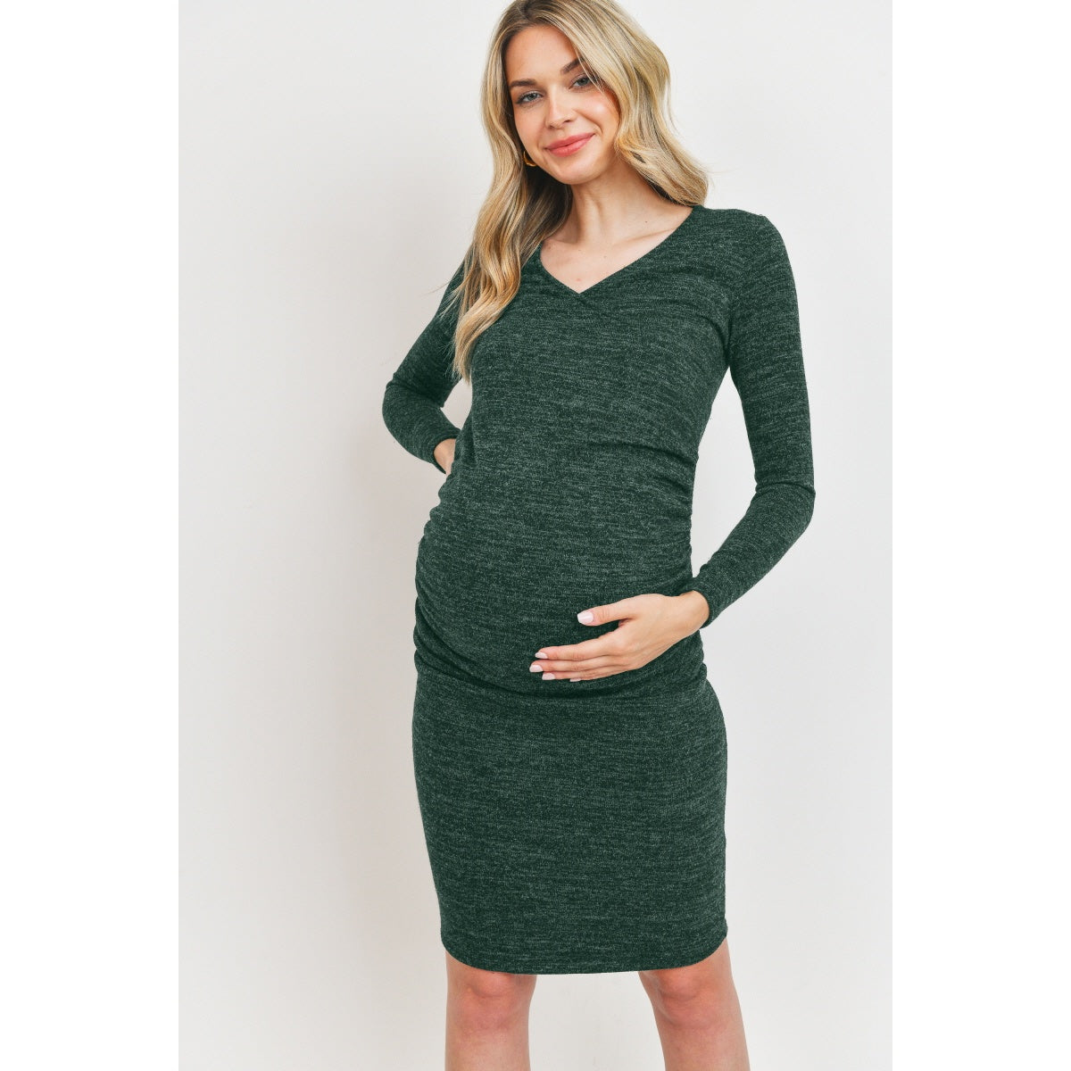 Nursing and Maternity Fitted Sweater Dress | Hunter Green