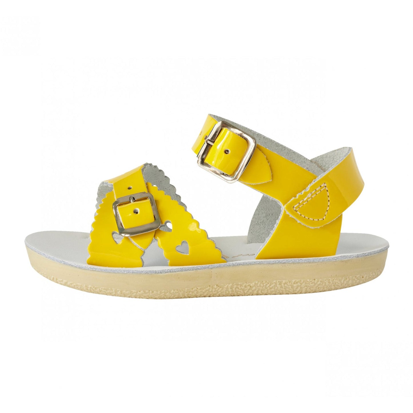 Saltwater Water-Friendly Leather Sandals | Shiny Yellow Sweetheart