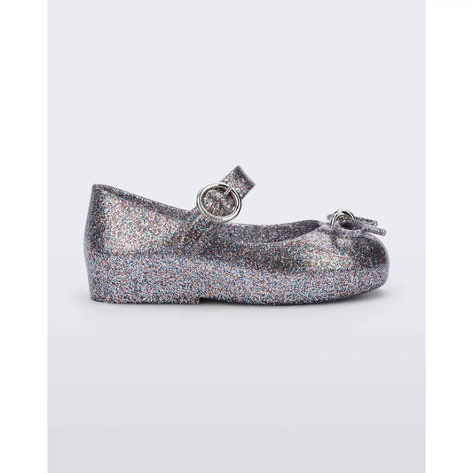 Mini Melissa Sweet Love Flat | Silver Glitter