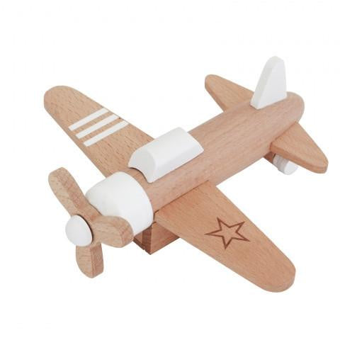 Hikoki Wooden Pull-Back Propeller Plane | White